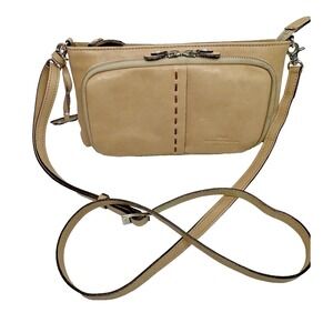 Pelle Borsa Purse Tan Leather Crossbody Organizer Italy Small